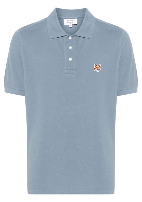 Polo con applicazione Fox Head in blu Maison kitsuné - uomo